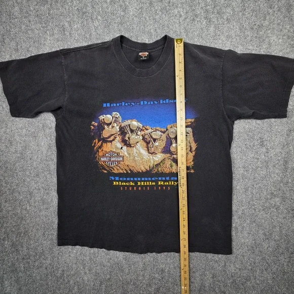 Harley Davidson T Shirt Mens XL Black 1995 Sturgis Black Hills Rally Vintage Tee - Picture 15 of 16